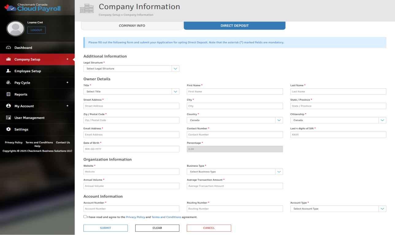 Direct Deposit in Online Payroll