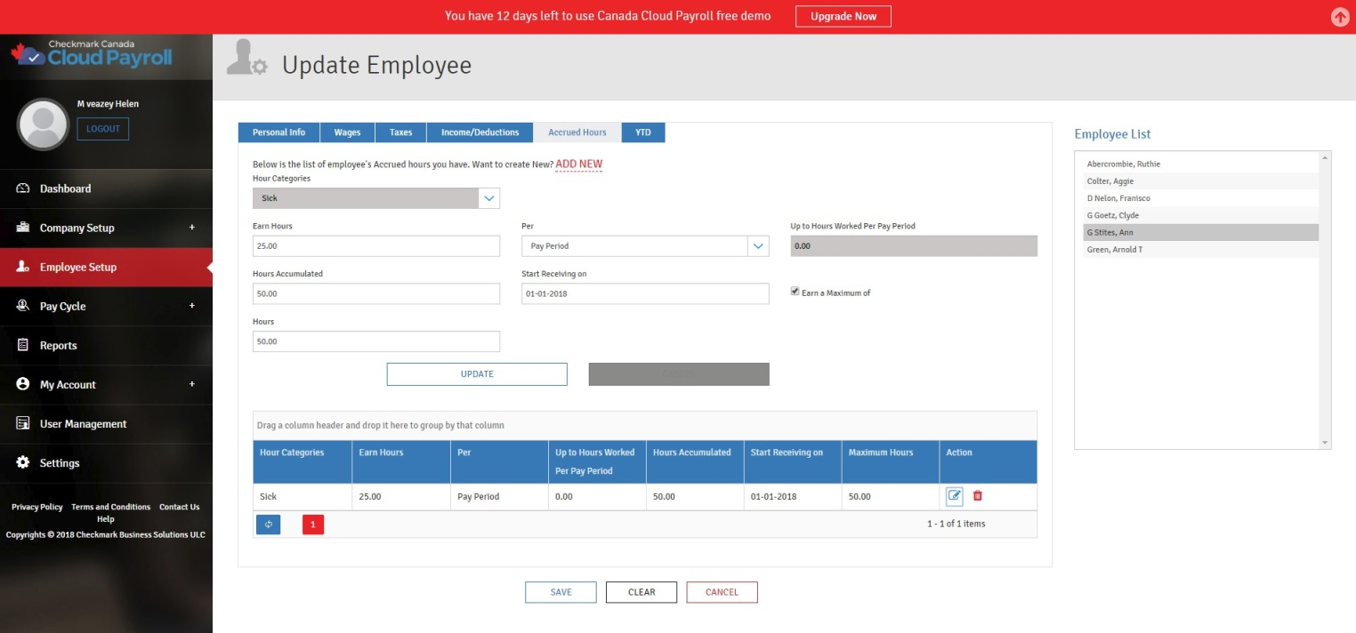 accrued hours categories