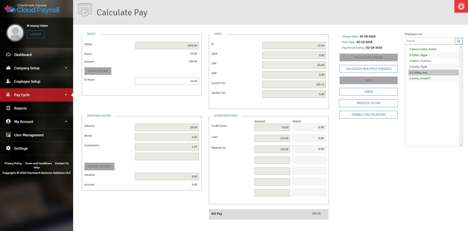 calculate cheque