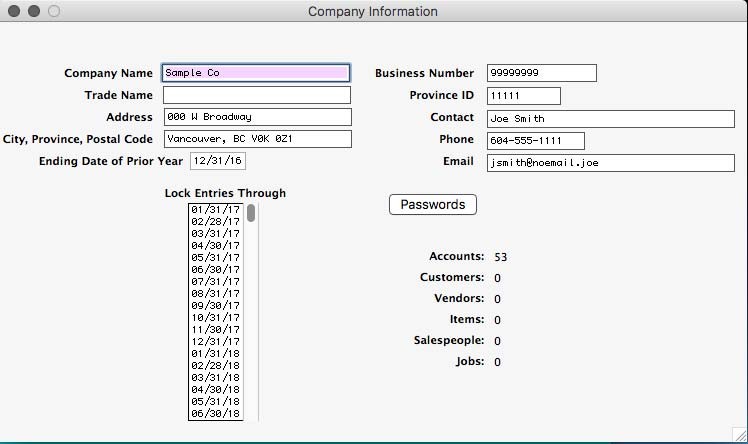 company information mac