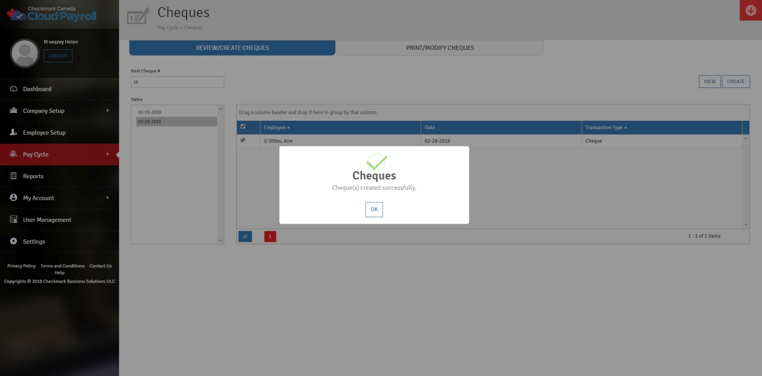 creating cheques