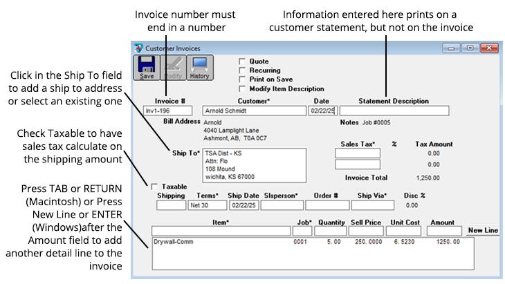 customer invoices in the command center