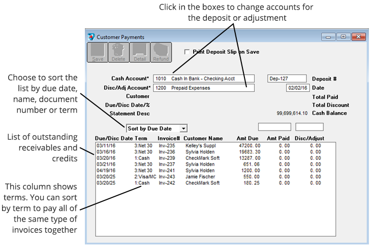 customer payments in the command center
