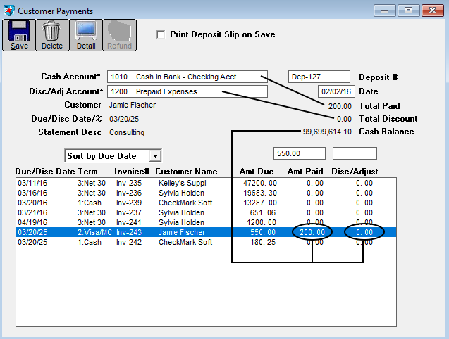 customer payments