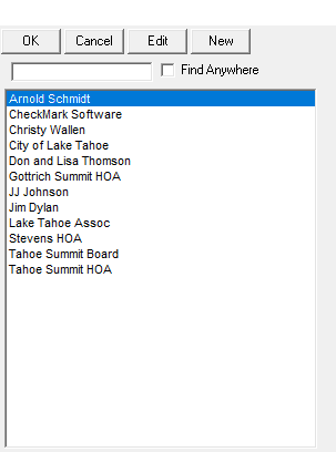 customers pop-up list