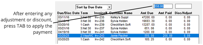 discount amount or adjustment