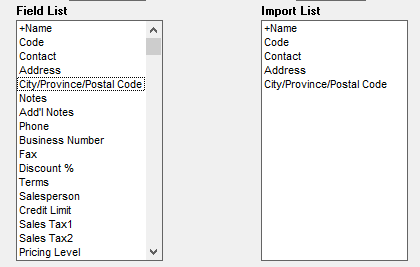 field-list to import-list
