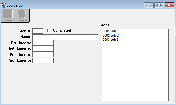 Job Setup Screen
