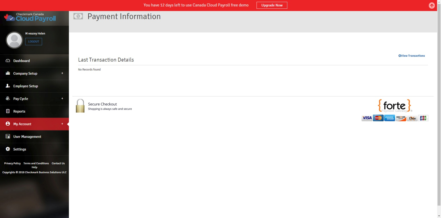 payment information
