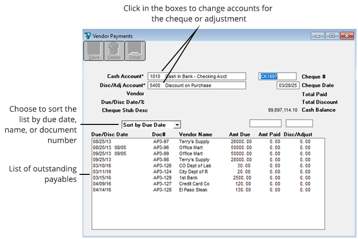 vendor payments in the command center