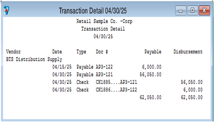 vendor transaction details