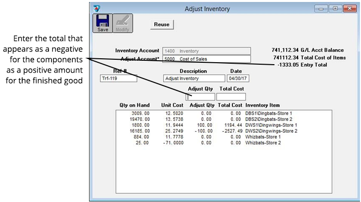 adjust inventory