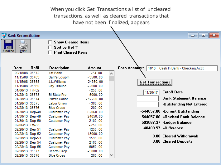 bank reconciliation in the command center