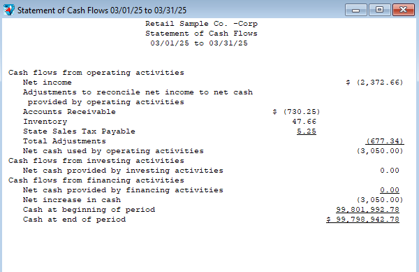 cash flow report