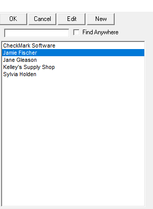 customer pop-up list