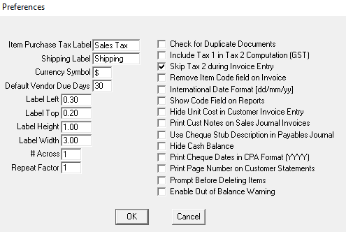 Program Preferences