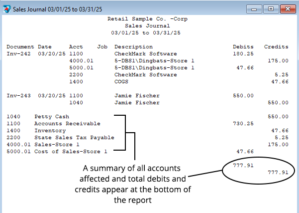 transaction journal reports